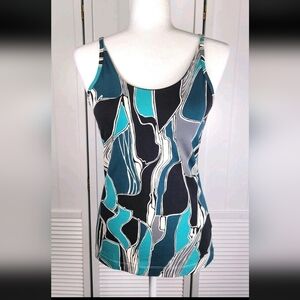 Patagonia Athletic Tank Top Bra Shelf Womens Medium Teal Blue Organic Cotton